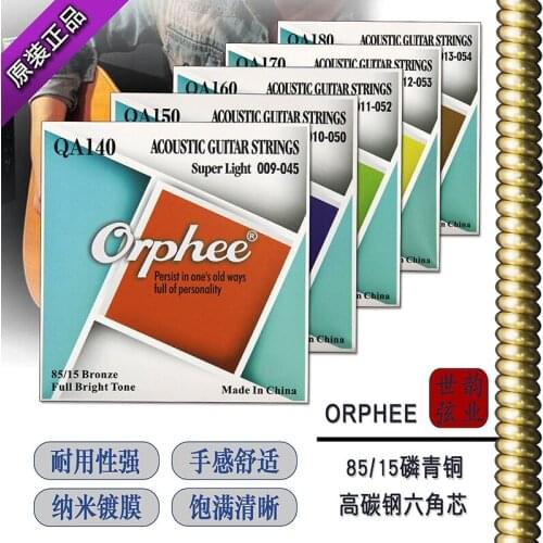 10 Packs Orphee QA-Series 80/15 Bronze Acoustic Guitar Strings 5 Gauges Of 009,010,011,012,013
