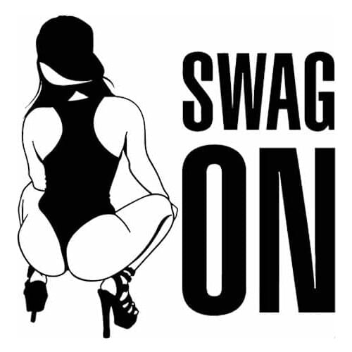 14.6*14.6CM Sexy Girl Swag On Good Quality Popular Design Cool Style Black/Silver Vinyl Decals Covering The Body C20-0364