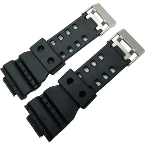 16mm Rubber Watchbands Men Black Sport Diving Silicone Watch Strap Band Metal Buckle For g-shock Watch Accessories +Tool