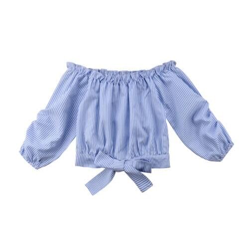 2018 Casual Toddler Baby Girl Kids Off Shoulder Ruffle Tops Summer Shirt Clothes Size 3-10T
