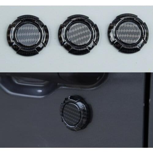 3Pcs/Set Car Door Key Jack Socket Cover Trim Fit For Jeep Wrangler JK 2007 2008 2009 2010 2011 2012 2013-2017 Carbon Fiber Style