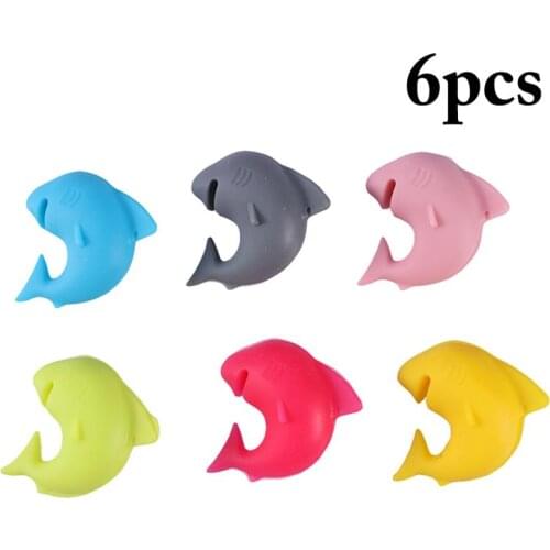 6Pcs Silicone Red Wine Glass Marker Creative Shark Sticker Sucker Mark Glass Identification Cup Identify Label Tag for Party Bar