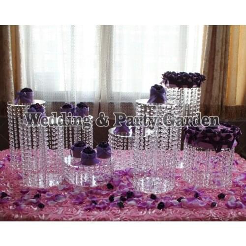 8pcs Birthday Luxury Crystal Clear Circle Acrylic Round Cupcake wedding Master table decoration D20~30,H45~10