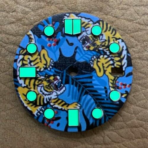 Aseptic dial 28.5mm watch C3 accessory automatic green luminous, suitable for NH35, 8215, 2813 mechanical movement modification