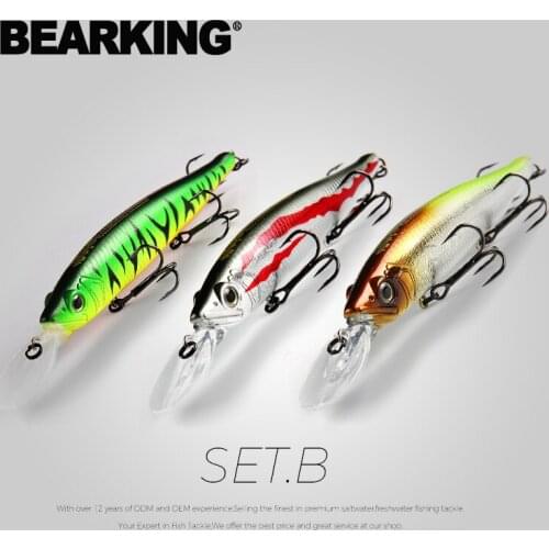 BEARKING 3pcs per set 128mm 22.9g depth2 - 3m SF fishing lures hard bait quality professional minnow for Fishing Tackle