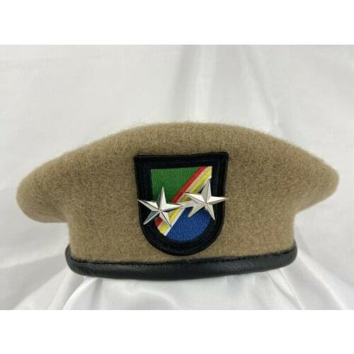 US ARMY RANGER REGIMENT WOOL KHAKI BERET ARMY OFFICER 2 STAR MAJOR GENERAL RANK