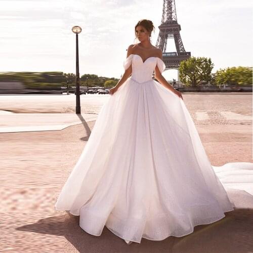 Blingbling Off the Shoulder Beading Crystal Sashes A-line Wedding Dresses Court Train Wedding Gowns For Bride vestido de noiva