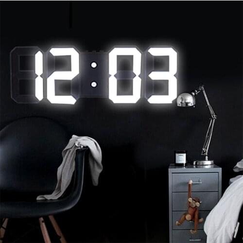 3D Large LED Digital Wall Clock Date Time Celsius Nightlight Display Table Clocks Alarm Clock From Living Room Home Decor