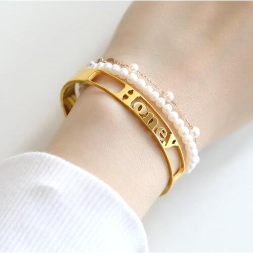 Personalized Name Bracelets Bangle For Women Girls Stainless Steel Personalized Bracelet Open Love Bangle BFF Jewelry For Lover