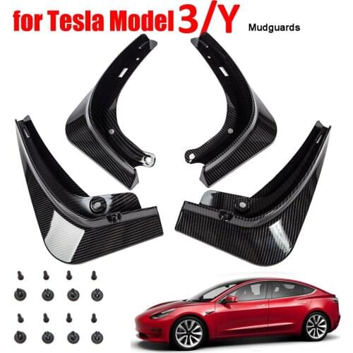 Mud Flaps Mudguards for Tesla Model 3 Y 2017-2021 Splash Guards Front Rear Wheel Fender Carbon Fiber Mudguard Car Accessories