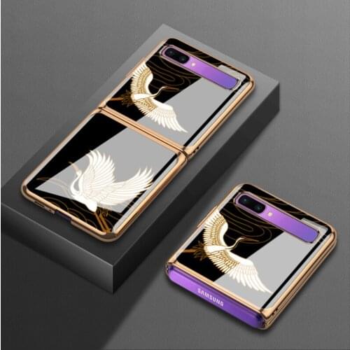 For Samsung zflip mobile phone case crane sm-f7070 case 5g version f7000 glass plating f700n folding