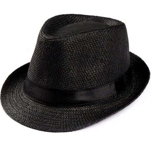 Unisex Gangster Cap Beach Sun Straw Hat Band Sunhat Outdoor Summer Sun Protection Beach Hat Ladies Wide Brim Sun Hats Cap