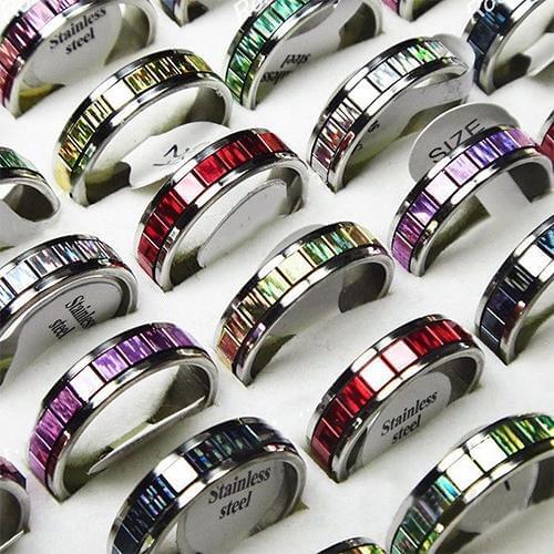 10 Pcs Mens Womens Fashion Wedding Party Jewelry Stainless Steel Finger Rings Romantic Birthday Gifts Color/Size Sent Randomly