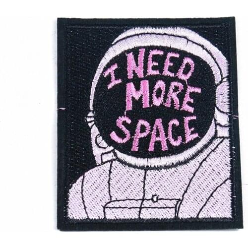 Space Explorer Universe DIY Embroidered Patch Funny Astronauts Spaceman I Need More Space Badge Sew Iron on Applique