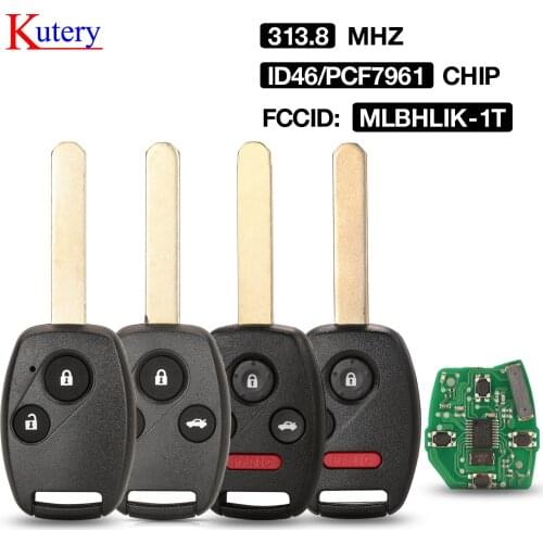Kutery MLBHLIK-1T 313.8MHZ ID46/PCF7961 Chip Remote Key For Honda CR-Z Crosstour CRV Fit Insight Accord Acura TL TSX ZDX