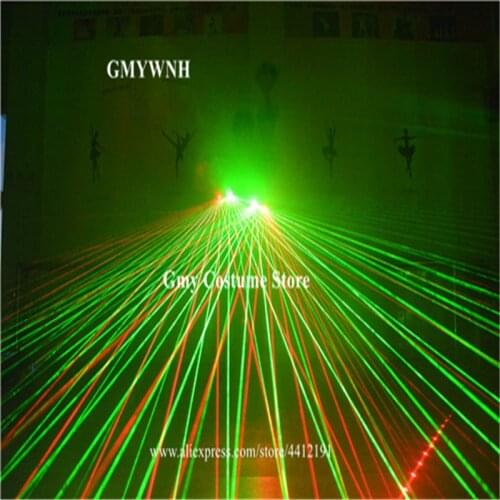 M49 With palm light 2pcs heads laser gloves red laser beams green led gloves dj wears dance costumes glowing bar show gloves ds