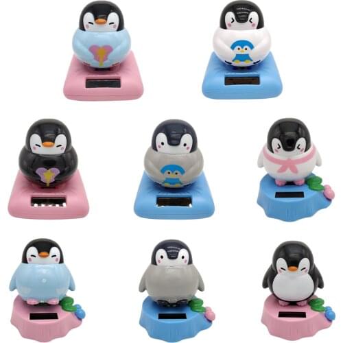Cute Solar Powered Dancing Penguin Bobble Figure Toy for Home, Desk, Car Ornament