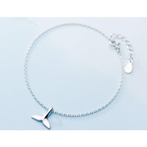 MKENDN Genuine Minimalist 925 Sterling Silver Cute Sweet Ocean Fish Whale Tail Bracelet For Women Wedding Jewelry Gifts