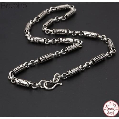 6mm 925 Silver colour Male Chain men Necklace Bamboo Shape S925 Sterling Silver colour Chains women Homme Jewelry 50cm 55cm 60cm