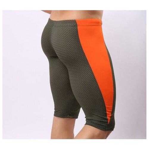 Male knee-length pants fitness low-waist breathable patchwork men body shaper slimming body underwear hommemen