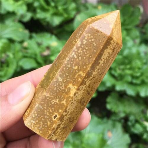 New natural Ocean Jasper Crystal Point Healing Wand Stone Mineral Crystal Home Decoration Stone Study Room Decoration