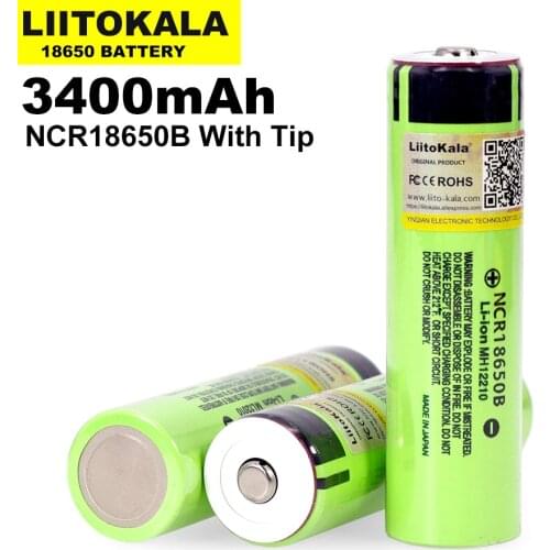 Original liitokala ncr18650b 3.7v 3400mah 18650 rechargeable lithium battery suitable for flashlight (without pcb) Power bank