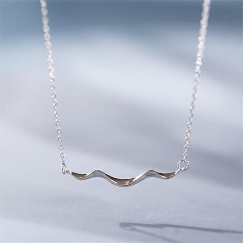 OBEAR Silver Chain Necklace Simple Coastline Wave Silver Plated Necklace Korean Style Woman Boho Necklace Ladies Jewelry