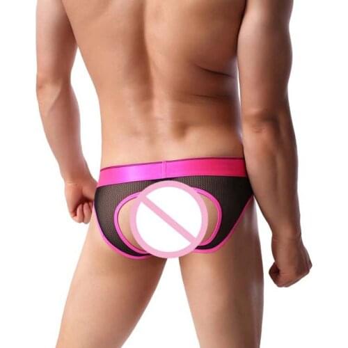 Sexy 2018 Sexy Men Briefs Hoop Hollow Gay Mens Underwear Jockstrap Imitate Transparent Mesh Mens G Strings Thongs Sexy Underwea