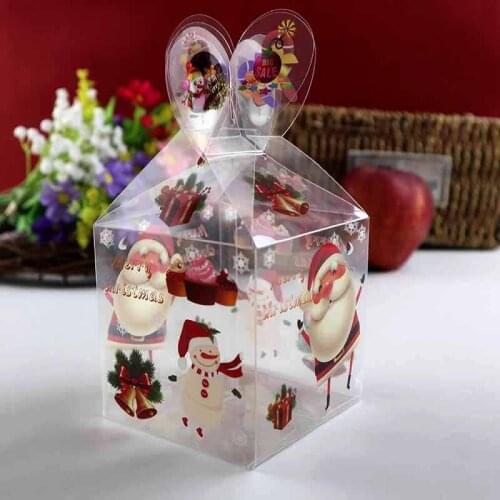 3pcs Christmas Candy Box Transparent Santa Snowman Reindeer Candy Apple Box for Merry Christmas Apple Gift Packaging Decorations
