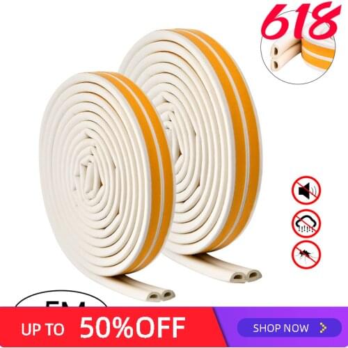 5M DIEP Type Self Adhesive Door Sealing Strips Window Acoustic Foam Wind Waterproof Dustproof Sound Insulation Tools