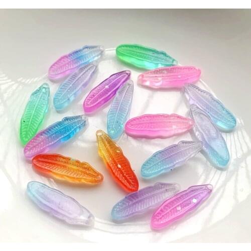6mmX20mm Beautiful iridescent leaf single hole Pendant aboriginal earrings with resin flat back decorative accessory 20pcs/lot
