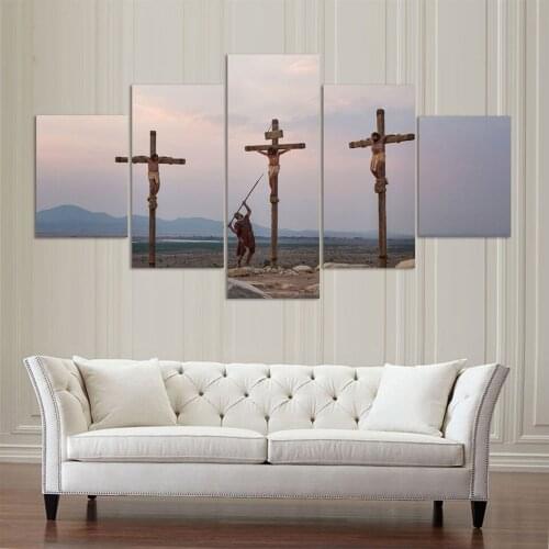 Modern Abstract Canvas Painting 5 Panel Soldier Jesus Wall Art Pictures Home Decor Living Room Modular HD Printed Poster Frame