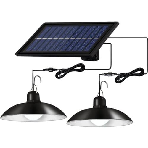 Waterproof Double Head Solar Pendant Light Outdoor Indoor Solar Lamp With Cable Suitable for courtyard, garden, indoor etc