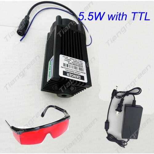 High power 5.5w laser 5500mw 450nm focusing blue laser engraving cutting TTL module