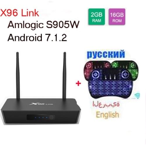 X96 Link Android 7.1 Amlogic S905W Quad Core Smart Set Top Box DDR3 2G 16G 100M LAN 4k Media Player 2.4G 5G Brand Wifi TV Box