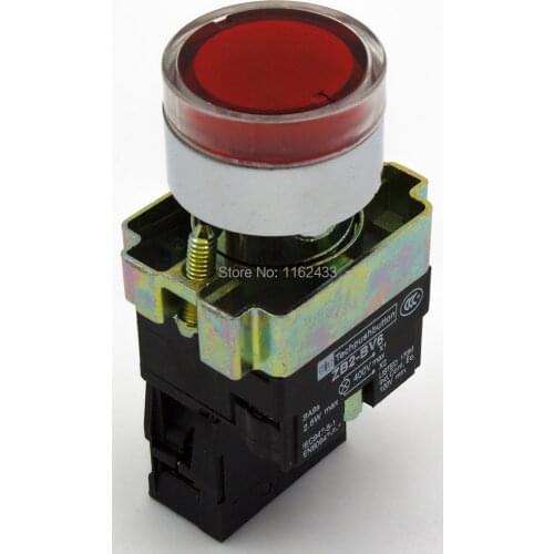 XB2-BW3462 22mm reset ON - (OFF) Round push button switch SPST pushbutton with light 220V 24V 12V