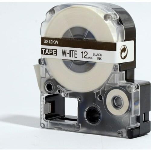3PKS LC-4WBN/SS12KW 12MM*8M BLACK ON WHITE LABELS LABEL WORKS LW-300 TAPE