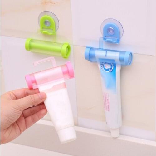 1 Set Plastic Rolling Tube Squeezer Toothpaste Dispenser Sucker Holder Dental Cream Bathroom Manual Syringe Gun Dispenser