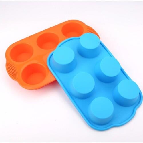 1PC 30X18CM Round Shape Silicone Bakeware Cake Mold 6 Lattices Muffin Cupcake Moulds Soap Molds LB 343