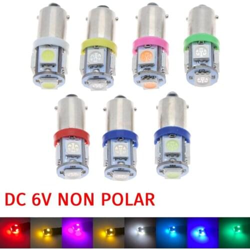 10pcs 6.3V 6V DC non polar T4W BA9S 5 SMD 5050 LED Pinball Machine Light Bulb Lamp Bulbs White blue warm white green red