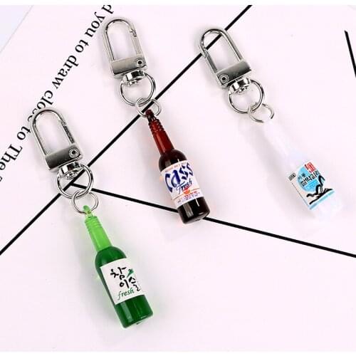 2019 Korea Mineral water Wine bottle Keychain Charms pendant DIY Jewelry Accessories Keychain Car Valentines Day gift