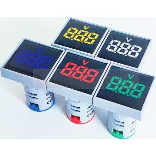 22mm Square Measuring Range Current AC 20-500V Volt 0-100A Voltmeter voltage meter indicator pilot light digital vol-meter lamp