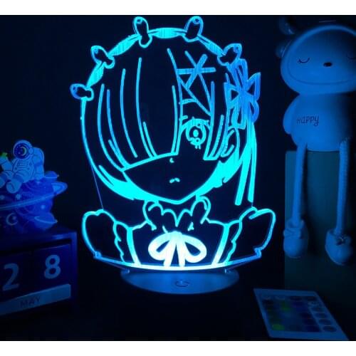 Anime 3d Lamp Re Zero Starting Life In Another World Nightlight Rem Figure for Bedroom Decor Bedside Lamp KIds Manga Gift