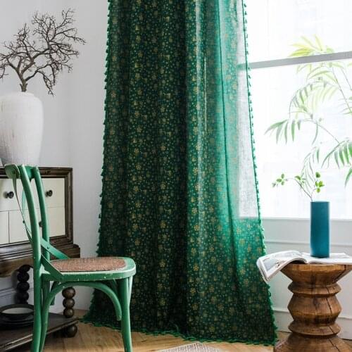 Bohemian Christmas Snowflake Bell Curtains for Bedroom Gold Green Tassels Kitchen Partition Window Treatment Drapes JS281C