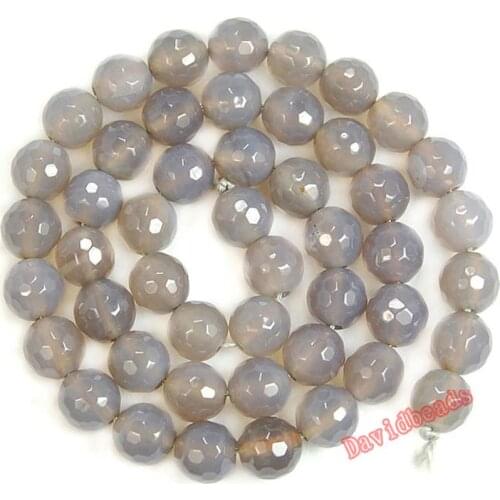 Fctory Price 12mm 14mm Round Faceted Gray Agat Beads Natural Stone Beads DIY Loose Beads for Jewelry Making JD538