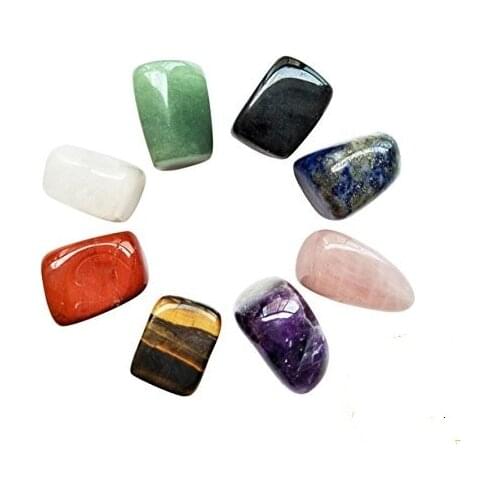 Chakra Stones Healing Crystals Set of 8, Tumbled and Polished, for 7 Chakras Balancing, Crystal Therapy, Meditation, Reiki