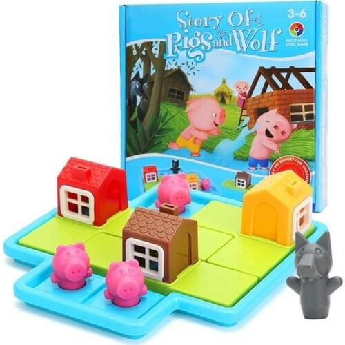 Child Smart Hide&Seek Board Games Three Little Piggies 48 Challenge with Solution Games IQ Training Toys For Children Gifts