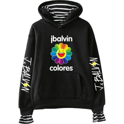J BALVIN Hoodie Harajuku Female Fake Two Piece Womens Hoodies Kpop Girls Sweatshirt Sun Flower Colores Brand Oversized hoodie