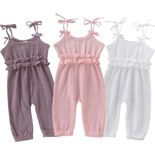 0-24M Newborn Baby Girls Romper Sleeveless Overalls Jumpsuit Summer Infant Girls Costumes Clothing