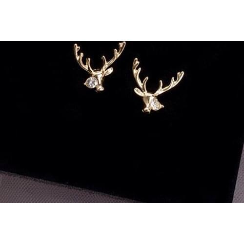 LANIWOO Zircon Deer Stud Earrings 2020 New Fashion Jewelry For New Year Wholesale Accessory For Elegant Women Girls